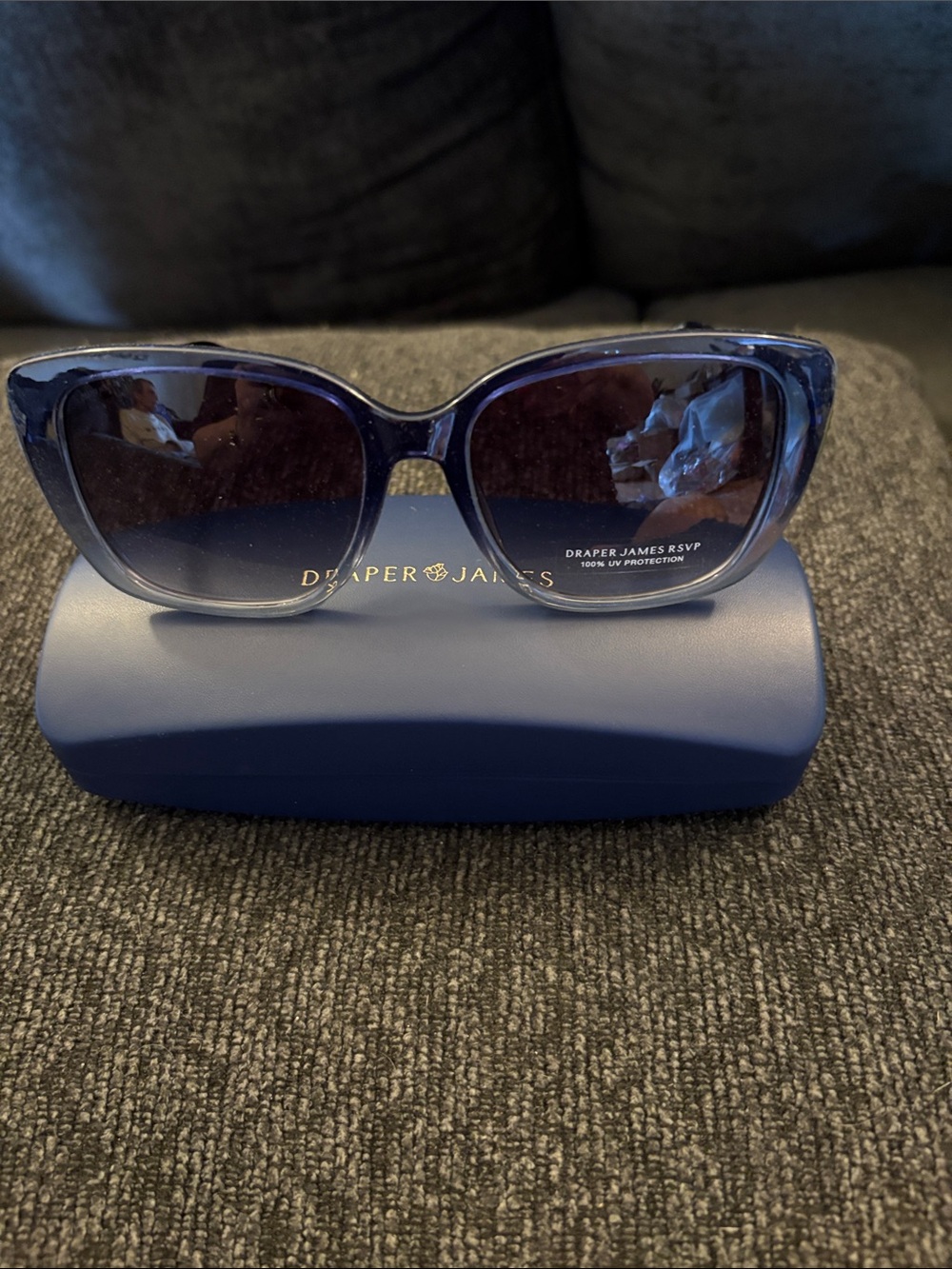 Draper James Women's Navy Blue Cat-Eye Sunglasses